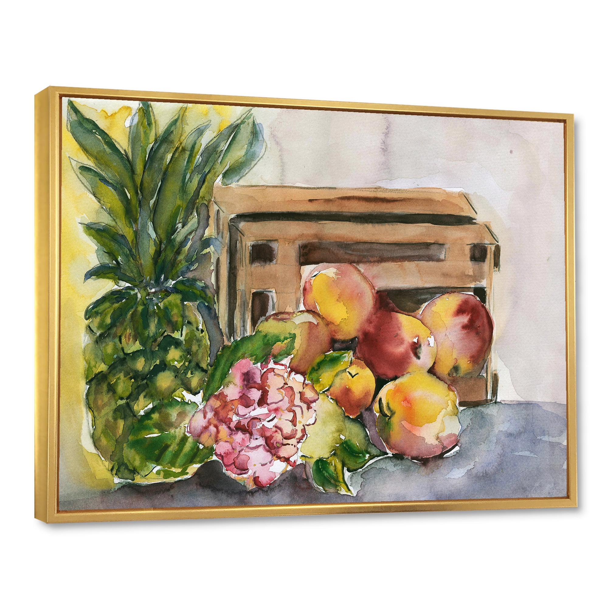 Designart 'Historic Fruits V' Farmhouse Framed Canvas Wall Art Print