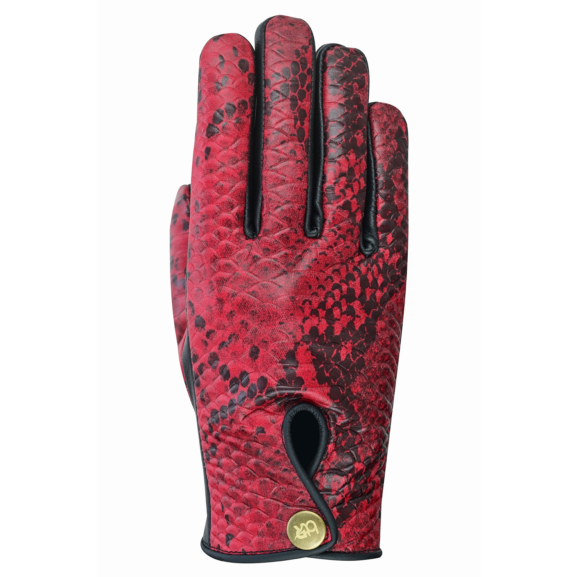 Women's Python Snake Embossed Leather Motorcycle Dress Gloves Full Finger Biker Riding Ladies Gloves Burgundy-M