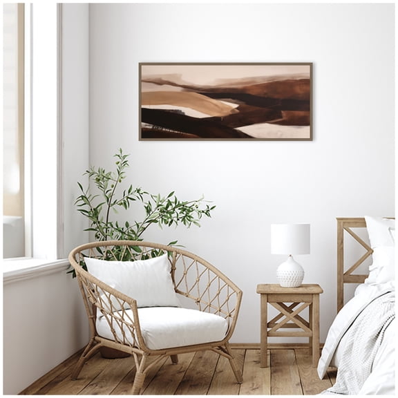 Kate and Laurel Framed Canvas Wall Art Print Pathway I Panel by Amy Lighthall, 40 x 18 Sylvie Dark Gold Frame, Modern Contemporary, Landscape Art for Wall Decor