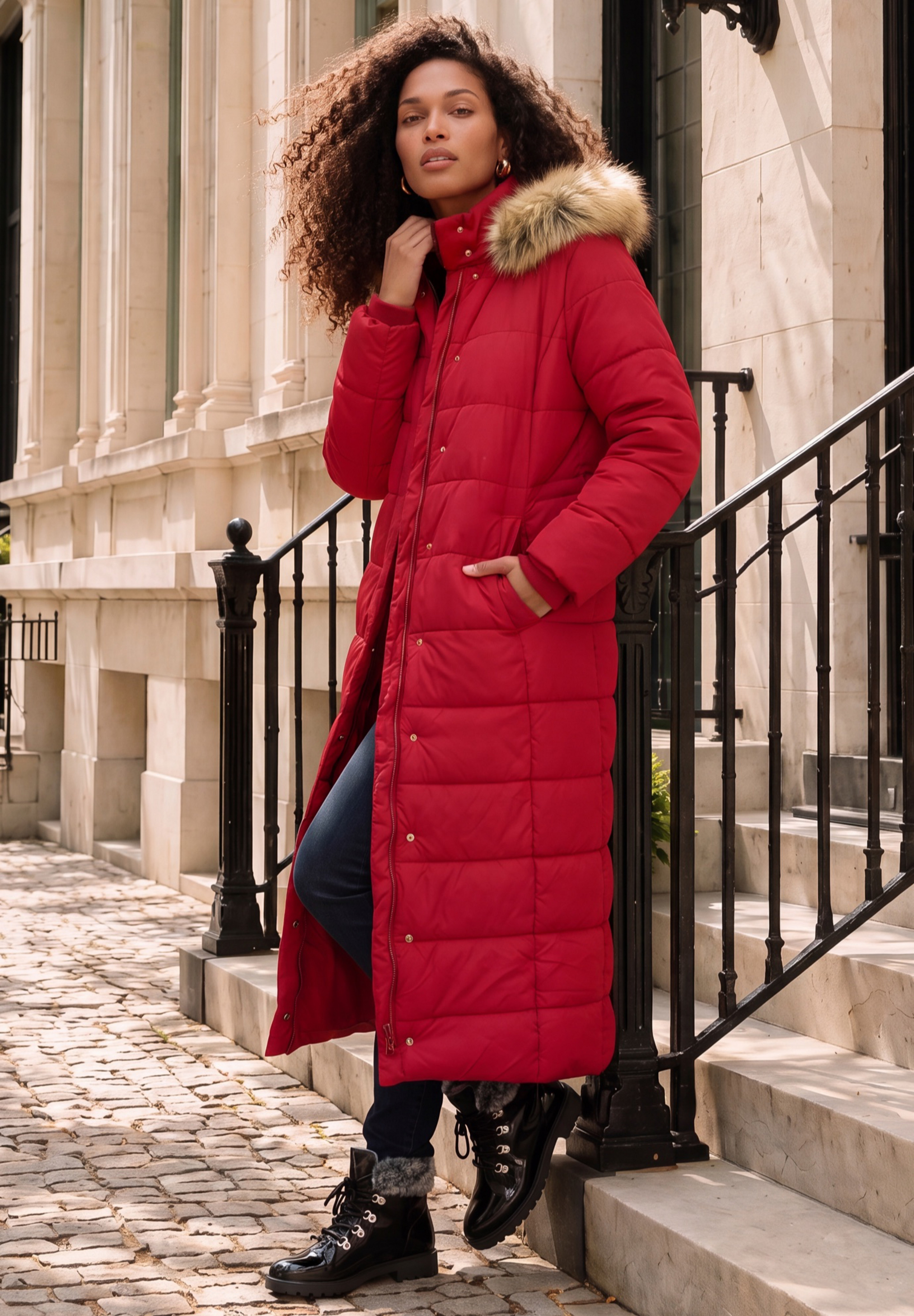 Roaman's Women's Plus Size Maxi Puffer Coat photo 2
