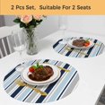 thumbnail image 5 of Navy Blue Gray Striped Round 13 Inch Placemats Set of 2, Farmhouse Stripes Modern Abstract Art HeatResistant Non Slip Place Mats for Dining Table, Wipeable Braided Kitchen Table Mats for Housewarming, 5 of 9