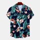 thumbnail image 2 of Camisas De Para Hombre Camisas de un solo pecho de primavera y verano para hombre, camisas de vacaciones al libre con bolsillo de manga corta y solapa con estampado informal para playa (Blue, 3XL), 2 of 7
