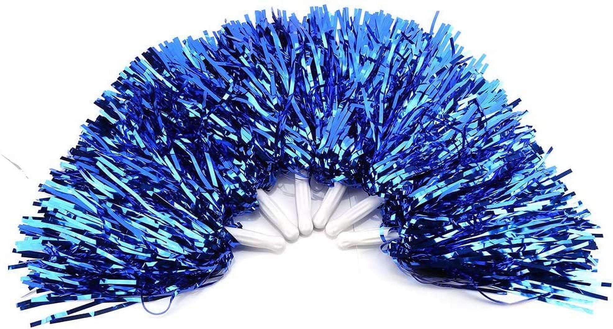 LINLIN 6pcs Cheerleading Pom Poms with Baton Handle, Plastic Cheerleader Cheering Squad Pompoms for Kids Ball Fancy Dress Night Cheer Party Costume Sports Dance