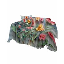 Floral Sofa Couch Covers for Dog,Washable Sectional Couch Slipcoverfor Loveseat with Tassels,Shabby Chic Newspaper Flower Leaf Watercolor Non Slip Sofa Throw Cover Blanket Large 71''x102''