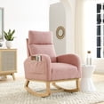 thumbnail image 2 of Modern Rocking Chair for Nursery,Accent Glider Chair with High Backrest & Two Side Pockets & Solid Wood Legs,Pink Teddy, 2 of 7