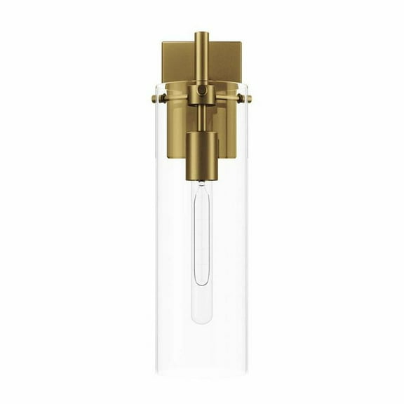 Modway Skylark Modern Style Glass Wall Sconce in Clear/Satin Brass