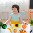 thumbnail image 4 of 1 juego de 28 piezas de mini juego de corte de frutas y verduras con cesta de malla naranja, juego de comida de simulación, juguetes de cocina, divertido juego de cortar frutas y verduras., 4 of 7