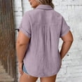 thumbnail image 5 of Plus Size Women's Short Sleeve Button Down Shirt with Notch Collar and Patch Pockets, 5 of 7