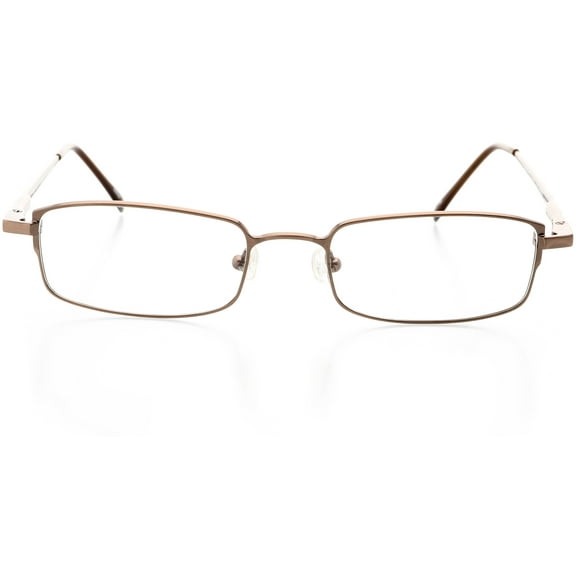 Unisex Optical Eyewear - Rectangle Shape, Metal Full Rim, Bronze