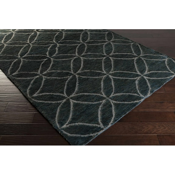 Hauteloom Duson Wool Living Room, Bedroom Area Rug - Natural Fibers - Sage, Ice Blue, Teal - 2' x 3'