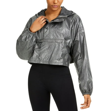 Free People Womens Jacket Snake-Print Cropped Hooded Black XS