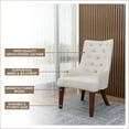 thumbnail image 2 of LeisureMod Dining Chair Upholstered in Leather Velvet with Diamond-Tufted High Back Design and Stained Rubberwood Legs for Modern Home and Kitchen Spruce Collection in Beige Velvet, 2 of 11