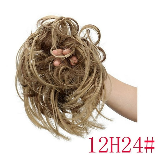 Namzi Curly Bun Hair Piece -(Fake Bun Hair),light brown, 15CM*15CM Size, 1 Pcs Heat-Resistant Synthetic Fiber Hairpiece, Natural Curly Texture for Easy Daily Hairstyle Styling