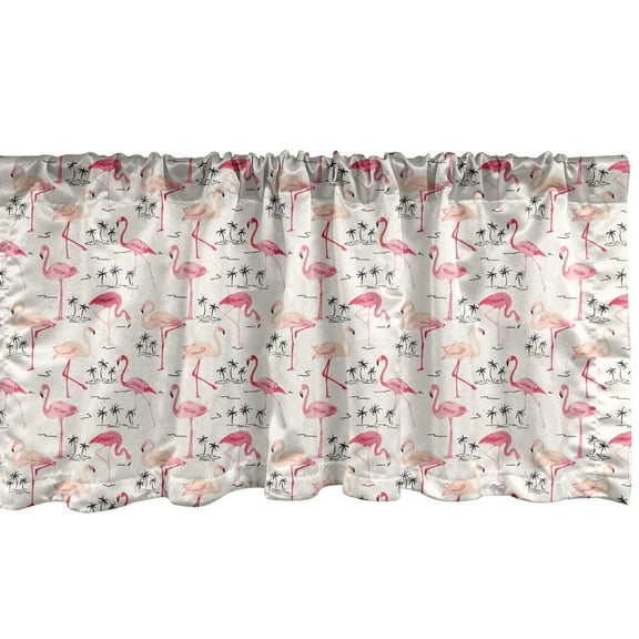 Ambesonne Flamingo Window Valance, Wild Bird Love Vintage, 54" X 18", Beige Pink