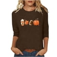 thumbnail image 1 of KIHOUT Hauts en Solde, Chemises à Manches 3/4 pour Femmes Blouse Imprimée Graphique d'Automne Col Rond T-shirts Décontractés Amples Chandails en Molleton Blouse, 1 of 4