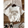 thumbnail image 1 of Girls' New York Graphic Tee - Casual & Comfy Short Sleeve Crew Neck, Lightweight Knit Fabric, Perfect for Summer - Black & White, 1 of 6