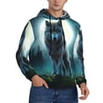thumbnail image 2 of Honeii Wolf Pattern Mens Hoodies Men's Loose Sleeve Sweatshirt,Pullover Hooded Sweatshirt for Men,Essentials Hoodie-4X-Large, 2 of 7