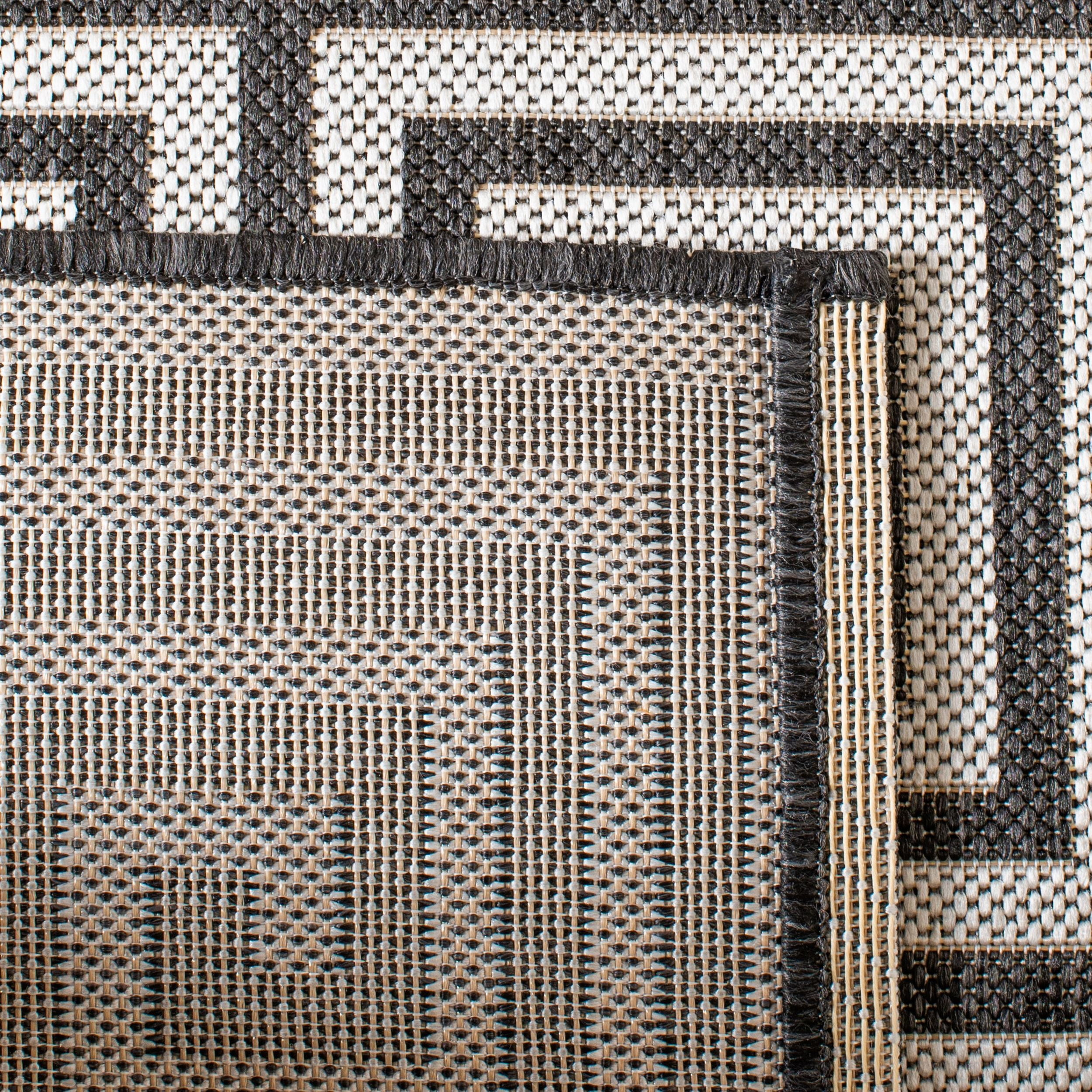 SAFAVIEH Beach House Johan Geometric Indoor/Outdoor Area Rug, Light Grey/Charcoal, 9' x 12'