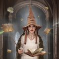 thumbnail image 2 of Fashion Witch Wizard Hat Sorting Hat Leather Halloween Party Props Dress Up Hat Men Cosplay Costume Accessories, 2 of 5