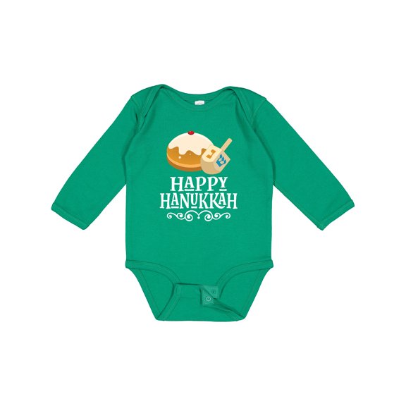 Inktastic Happy Hanukkah Dreidel Boys or Girls Long Sleeve Baby Bodysuit