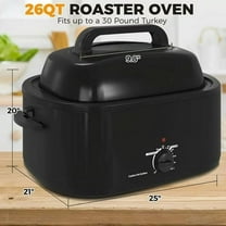 26 Quart Electric Roaster Oven Stainless Steel Turkey Roaster Oven, Self-Basting Lid Removable Insert Pot, Black