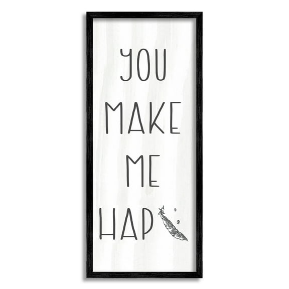 Stupell Industries Make Me Hap-pea Punny Romance Kitchen Phrase Graphic Art Black Framed Art Print Wall Art, Design by Daphne Polselli