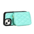 thumbnail image 4 of Allytech Crossbody Wallet Case for iPhone 13, Quilted PU Leather Zipper Handbag Purse Flip Kickstand Folio Card Slots Holder Wrist Strap Lanyard Cover for iPhone 13 6.1", Green, 4 of 6