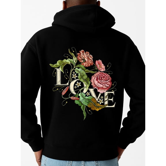 Floral Love Hoodie graphic hoodies lover for men machine washable black Drawstring Comfortable Oversized Hooded Pullover Sweatshirt vintage taylor gift Unique Design Unisex Shirt Graphic tshirts