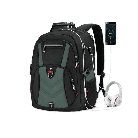 Mochila para Laptop De 17 In Malubero Impermeable Negro con Verde