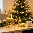 thumbnail image 4 of Cadancy Christmas Reindeer Figurines Set of 2 Tabletop Statues for Festive Display, Elegant Deer Ornaments Home Mantle Shelf Indoor Holiday Decor Winter Seasonal Decoration Gift, 4 of 7