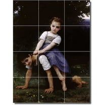 Ceramic Tile Mural-William Bouguereau Children Painting 52. 12.75" w x 17" h using (12) 4.25 x 4.25 ceramic tiles