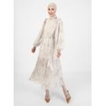 thumbnail image 3 of Beige - Mink - Floral - Crew neck - Fully Lined - Modest Dress - Refka, 3 of 5