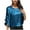 Blue, variant on fatyb Shiny Tops for Women Ruffle 3/4 Sleeve Elegant Shirts Casual Crewneck Womens Club Party Blouses
