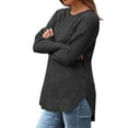 thumbnail image 4 of Besolor Women's Tunic Tops Crewneck Long Sleeve Knit Sweaters Curved Hem Pullover Knitwear Fall Winter Dressy Blouses, 4 of 5