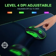 HXSJ X100 Gaming Mouse Wired, Ergonomic PC Gaming Mice with 7 Colors LED Backlit, 7 Buttons,Gaming Optical Sensor, 4 DPI Level Settings Up to 3600 DPI Lightweight for PC,Laptop,Mac,PS4,XBOX