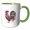Green/White, variant on 3drose, Stunning Fairy Rooster Decorated with Flowers. Cool Folk Art Gift, 11oz Two-tone Yellow Mug