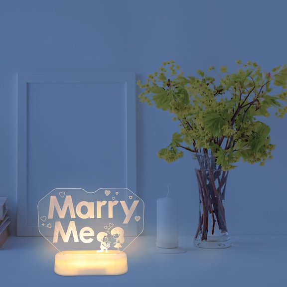 Masteelf Marry Me Night Light Heart Neon Lamp For Valentine'S Day Decor Wedding Party Adorn Love Shaped Light Ornament Led Wedding Sign