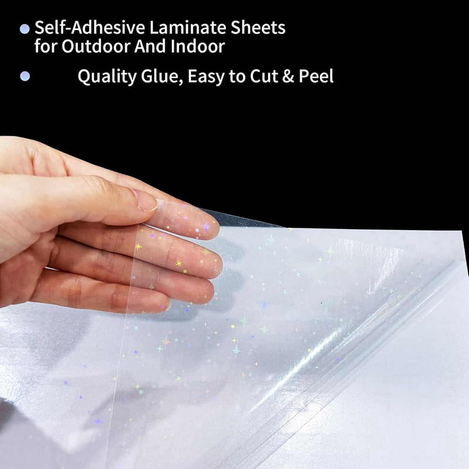 36 Sheets Holographic Sticker Paper,Holographic Laminate Sheets,Clear Vinyl Sticker Sheets,11.7 X 8.3 Inches(Star)