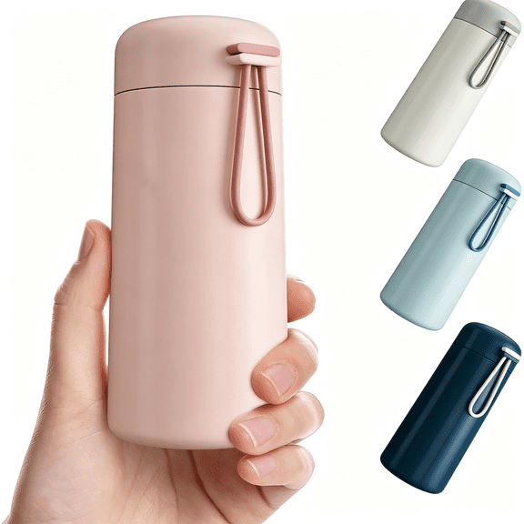 BPPEG 8 Oz Water Bottles Made of 304 Stainless Steel,Small Water Bottles Double Wall Vacuum Insulation for Hot&Cold Drinks,Water Bottle Purse with Carry Handle-100% Leakproof(Pink)