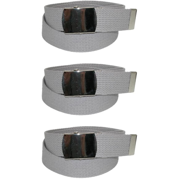 CTM® Cotton Adjustable Belt with Nickel Finish Buckle (Pack of 3)