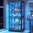 thumbnail image 1 of Vitrine en Verre avec Portes, Armoire de Rangement RVB avec Lumières DEL pour Objets de Collection, Vitrine avec Tablette Ajustable, Noir, 1 of 5