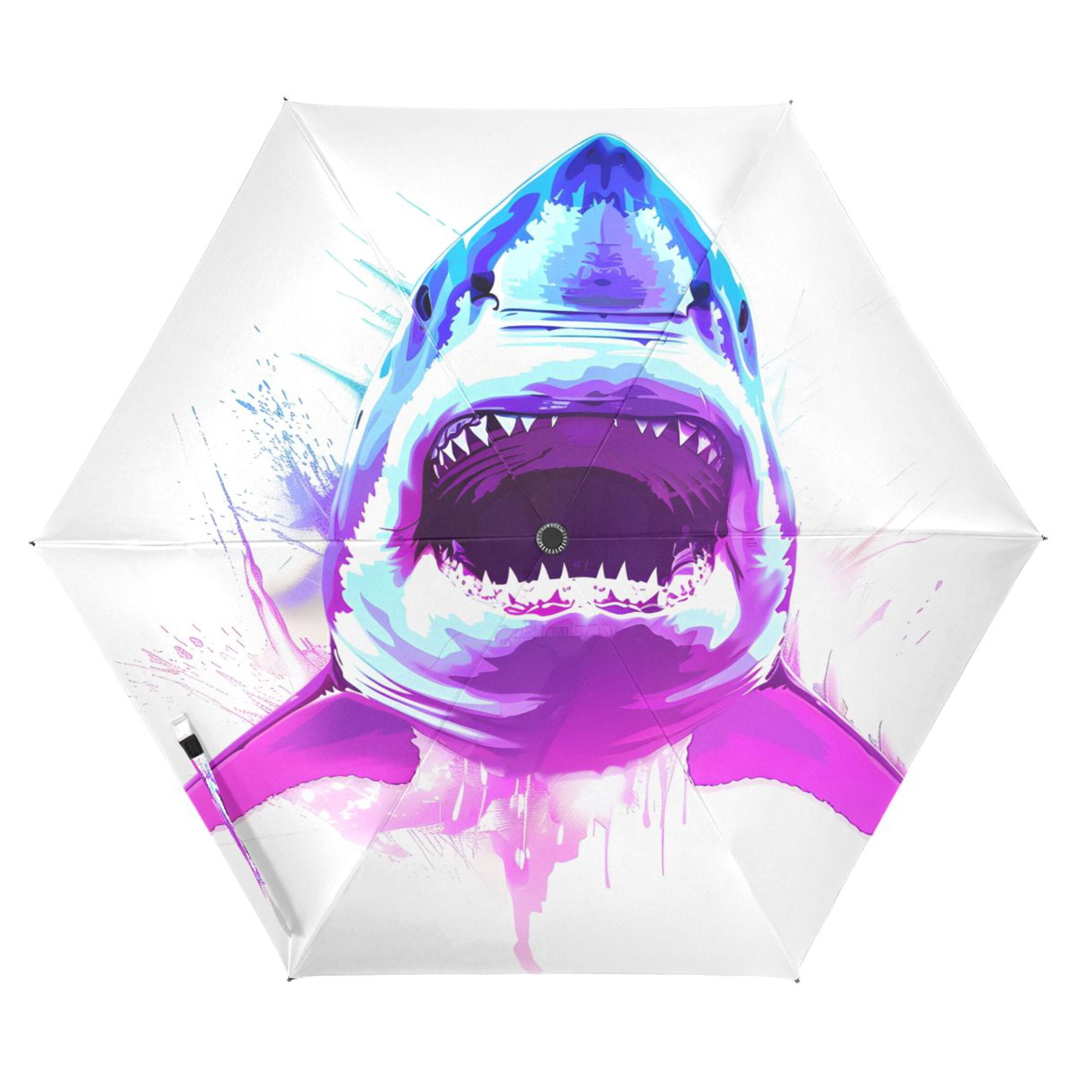 Compact Sun Umbrella Windproof Travel Umbrellas for Rain Strong Portable UV Protection Fierce Fantasy Shark