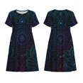 thumbnail image 3 of Bixox Robe d'Été à Manches Courtes pour Femmes Robe Ample Longueur Genou avec Poches-Boho, 3 of 7