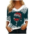 thumbnail image 2 of WXLWZYWL Christmas Blouse Womens Fashion V-Neck Printed Casual Long Sleeve Tops Winter, 2 of 6