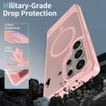 thumbnail image 5 of Dteck Magnetic Case for Samsung Galaxy S25 Ultra,Shockproof TPU+PC Anti-Slip Compatible with Mag Safe Case Adjustable Kickstand Frosted Translucent Matte Phone Cover,Pink, 5 of 6