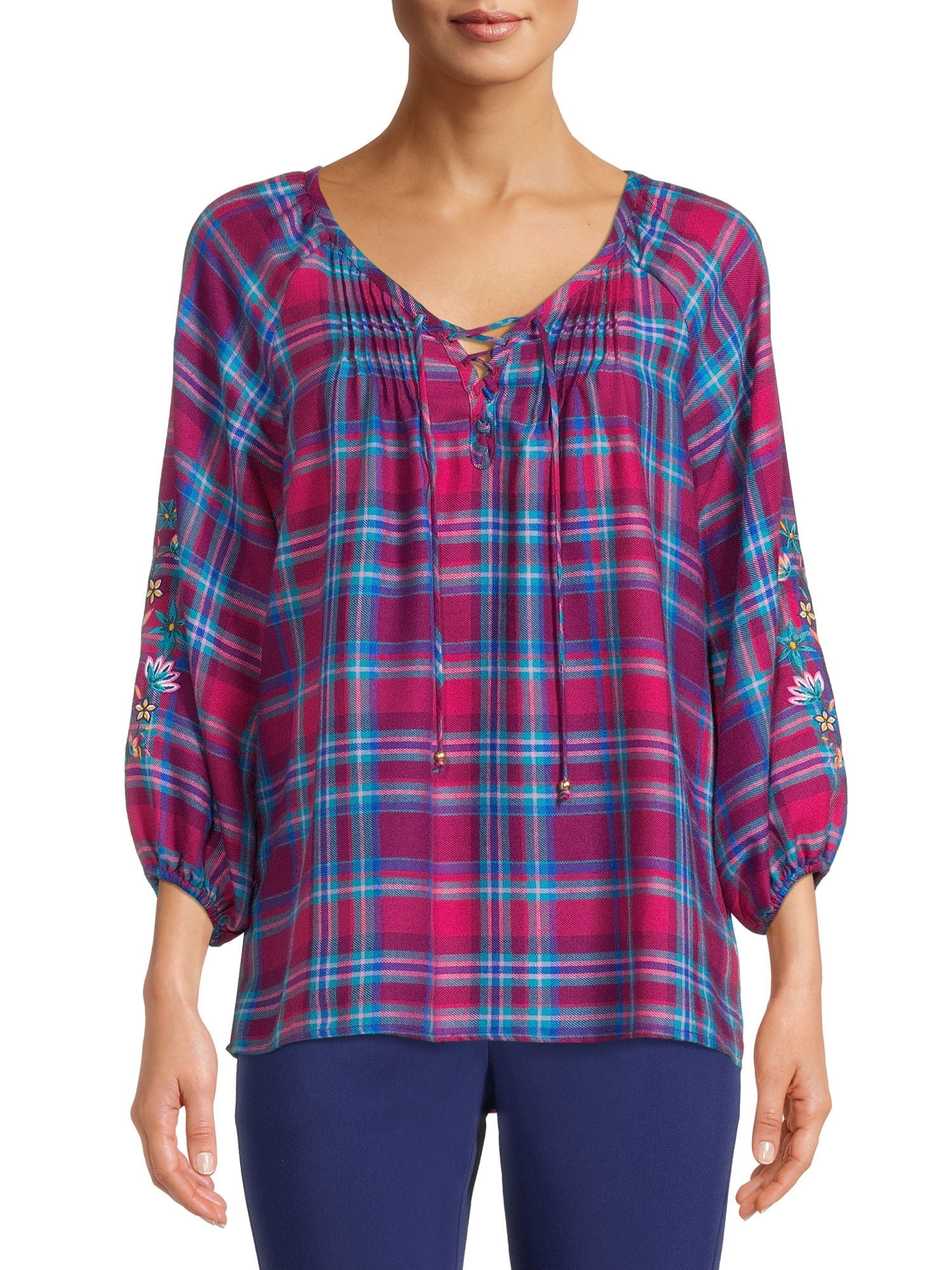 The Pioneer Woman Flannel Peasant Blouse, Women's