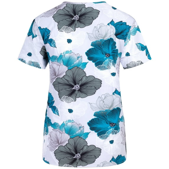 Minty Mint, Women's, Stretch Printed V-Neck Medical Scrub Top, Grey, M