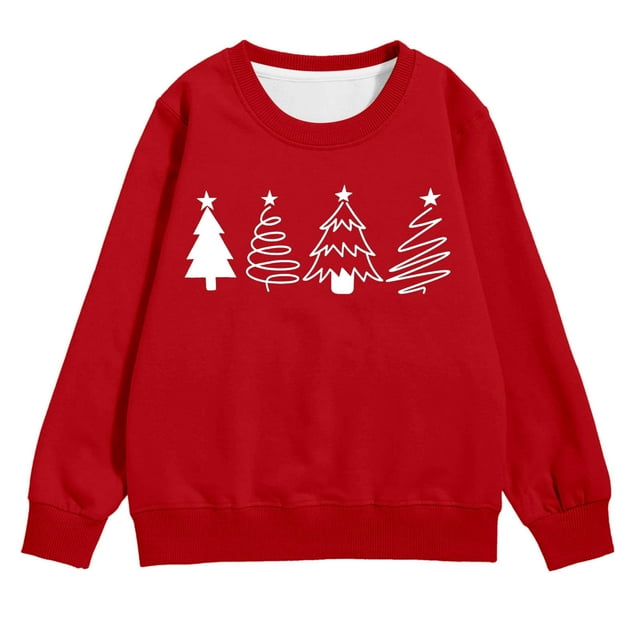 Petit Enfant Imprimé Filles Chandail à Manches Longues Col Rond avec Poche pour l'Hiver Tenue Décontractée de Vacances Chandail à Enfiler pour Enfants Chandails à Capuchon pour Enfants Chandail pour Tout-Petits Filles 4t Chandail Fille Fille N 4t Weara Rouge 6-7 Ans