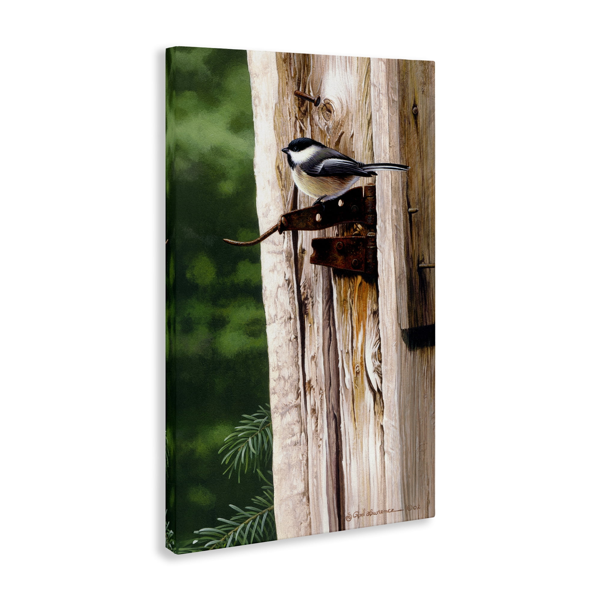 Stupell Industries Bird on Rusty Perch Animals Painting Wrapped Canvas Art Print Wall Art, 20 x 30