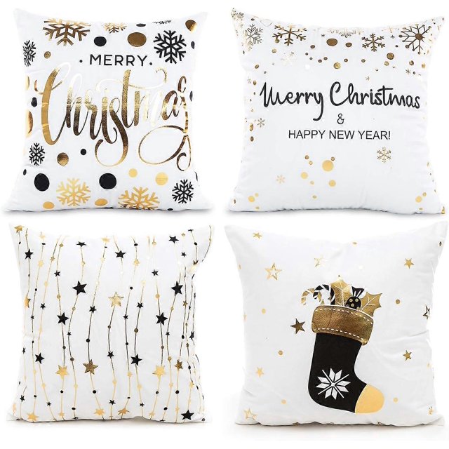 KAIYANG fundas de cojín navideñas para sofá, funda de almohada decorativa para Feliz Navidad, 18 x 18 pulgadas